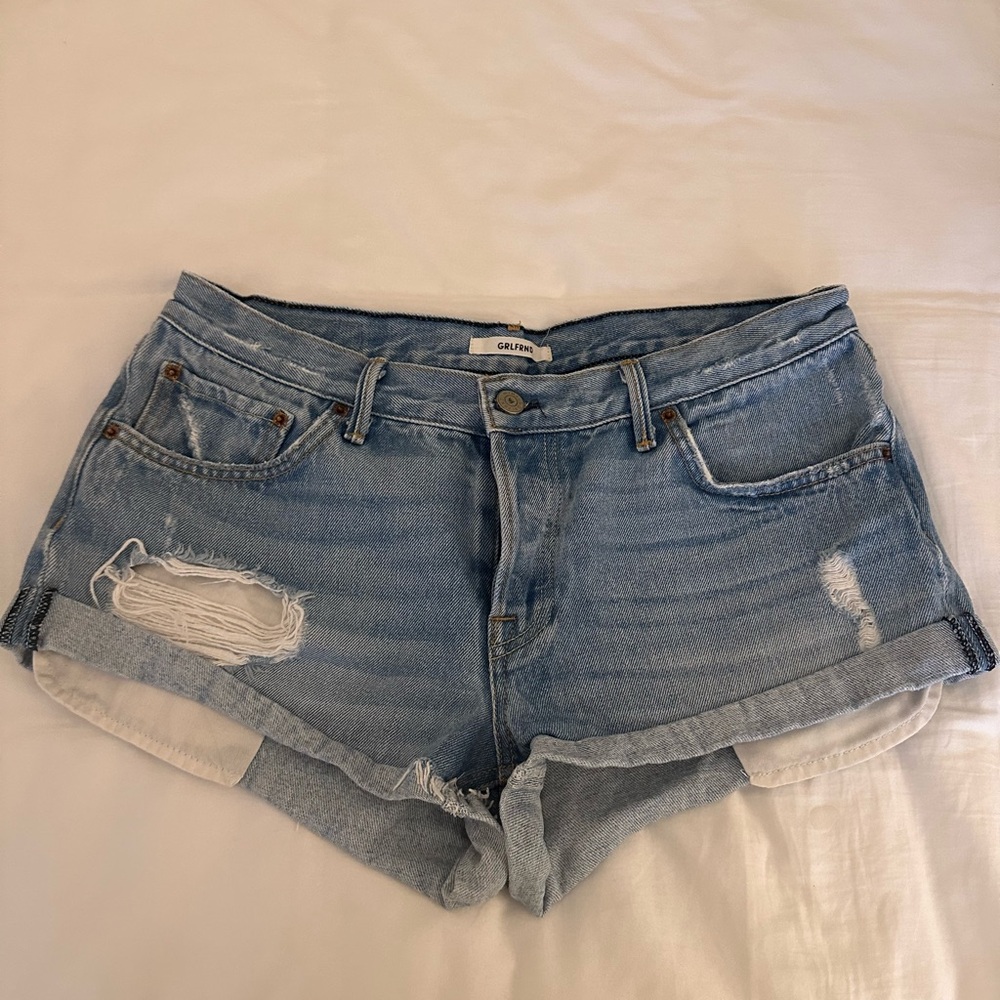GRLFRND DENIM JEAN Blue Distressed Women's Shorts